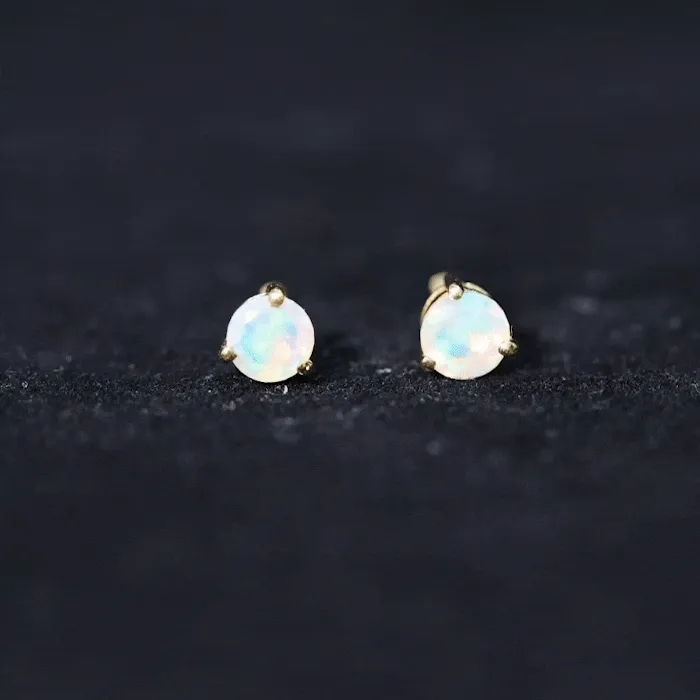 0.50 CT Ethiopian Opal Minimal Solitaire Stud Earrings in Gold