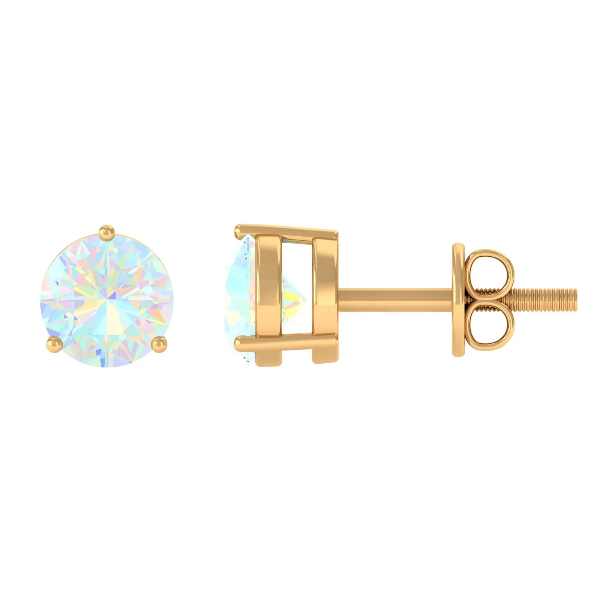 0.50 CT Ethiopian Opal Minimal Solitaire Stud Earrings in Gold