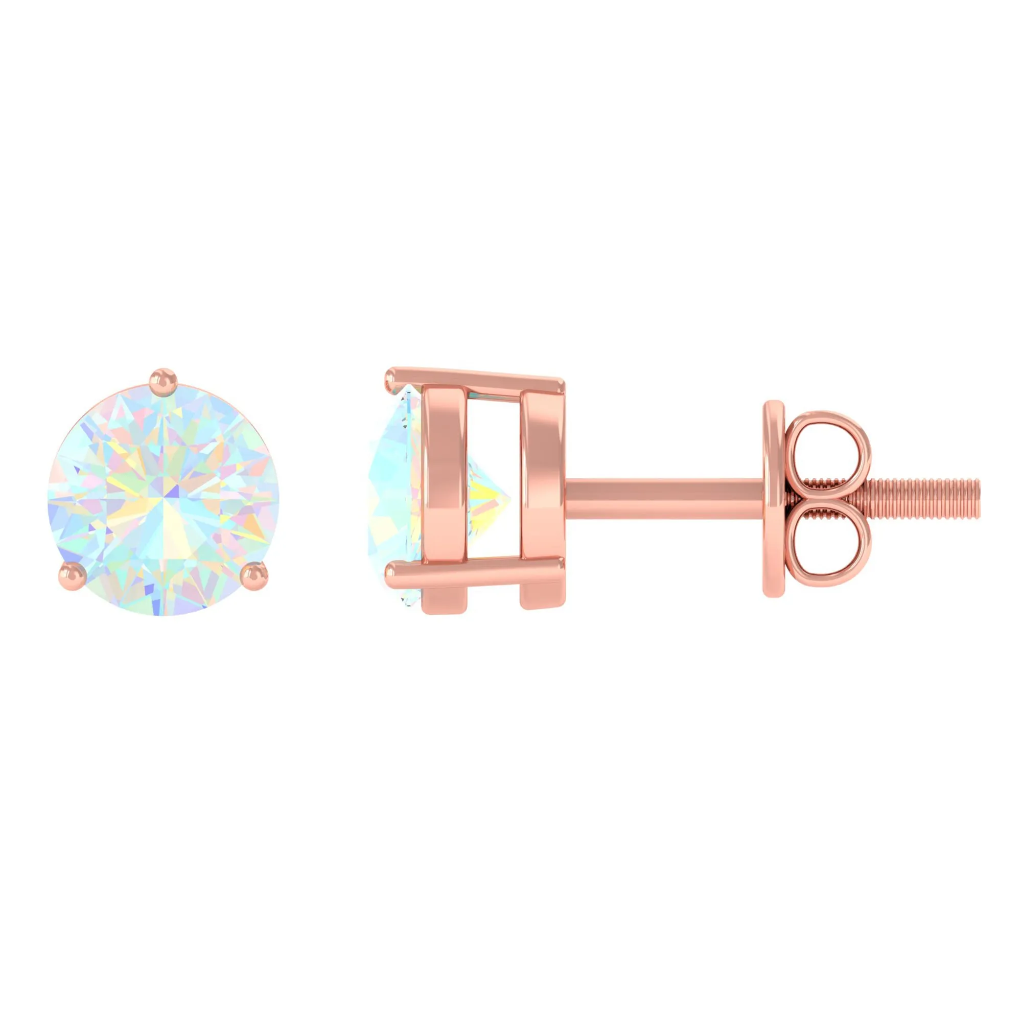 0.50 CT Ethiopian Opal Minimal Solitaire Stud Earrings in Gold