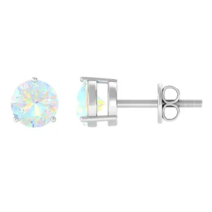 0.50 CT Ethiopian Opal Minimal Solitaire Stud Earrings in Gold