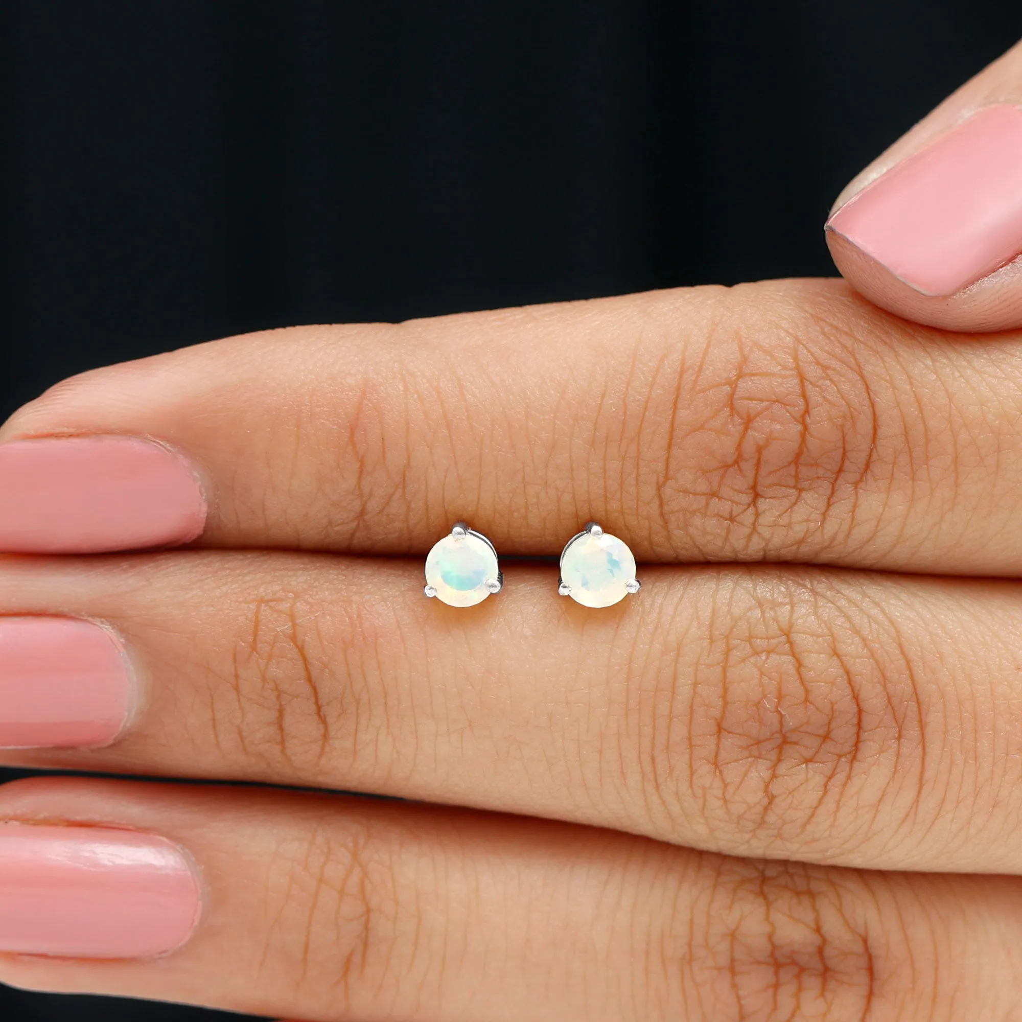 0.50 CT Ethiopian Opal Minimal Solitaire Stud Earrings in Gold