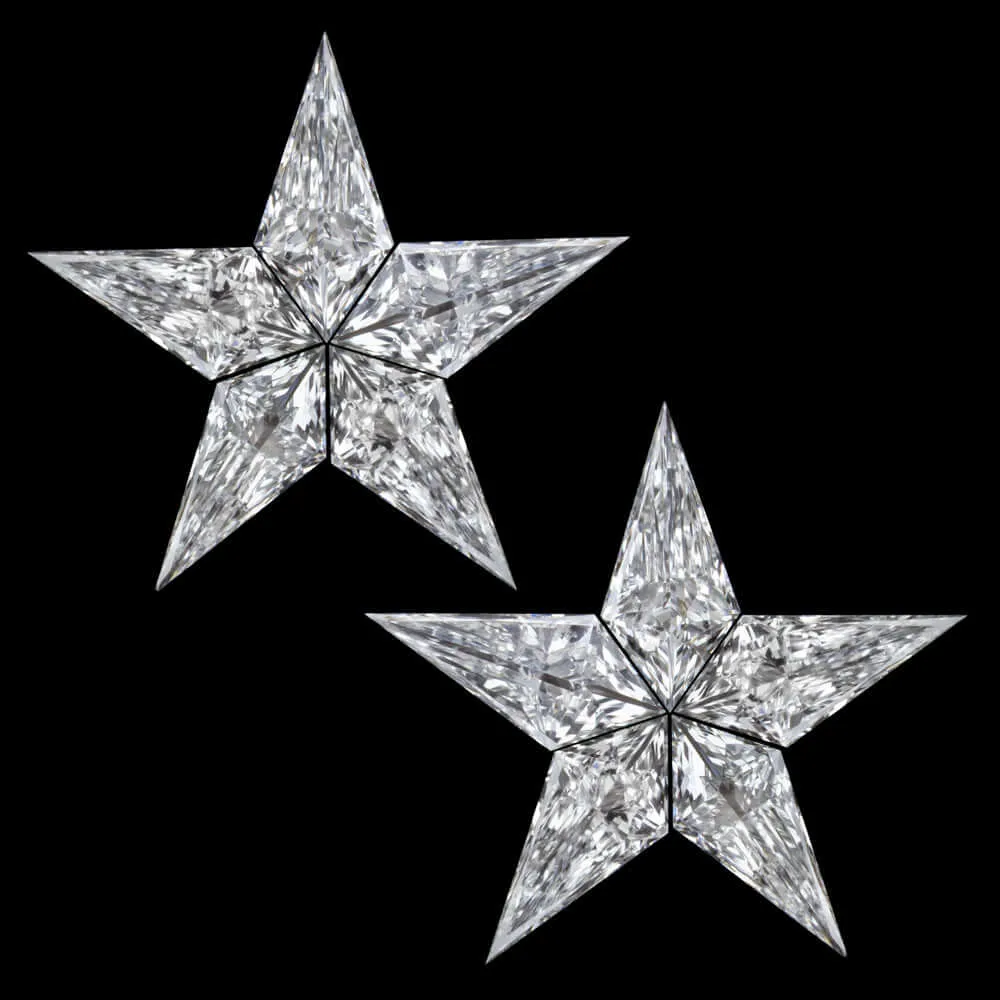 0.75ct G-H VS1-SI1 KITE DIAMOND LAYOUT 8mm STAR SHAPE EARRINGS STUD DROP DANGLE