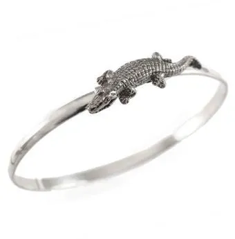 1 3/8" Sterling Silver Gator Alligator Hook Bracelet