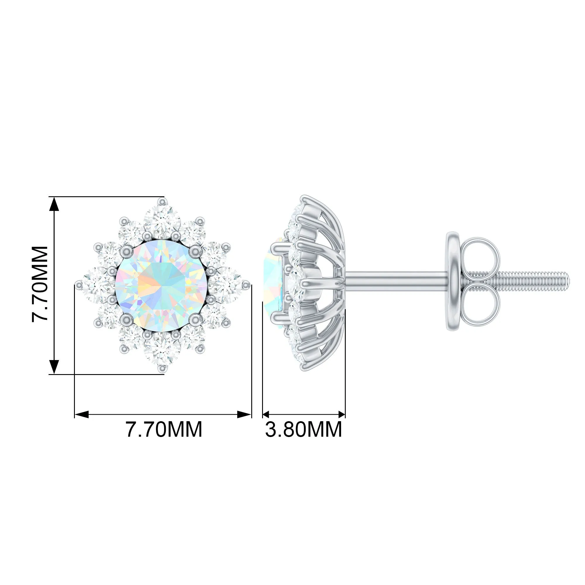 1 CT Classic Ethiopian Opal Stud Earrings with Diamond Halo