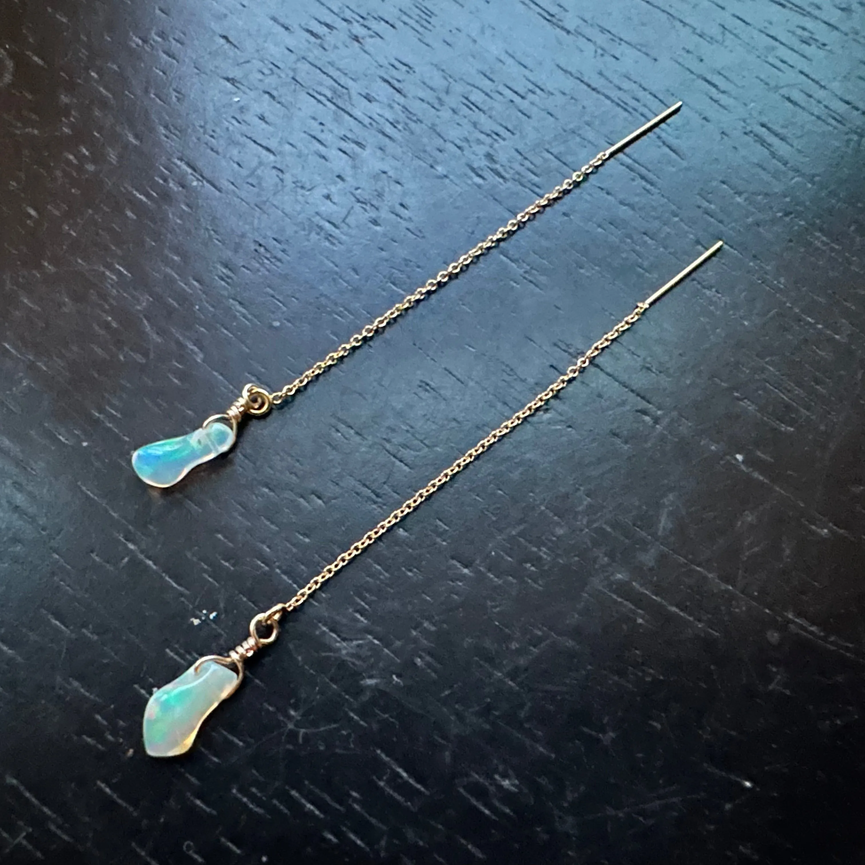 #1 LAST PAIR! GOLD Opal Shadow Threader Earrings x2 quantity! OOAK #1