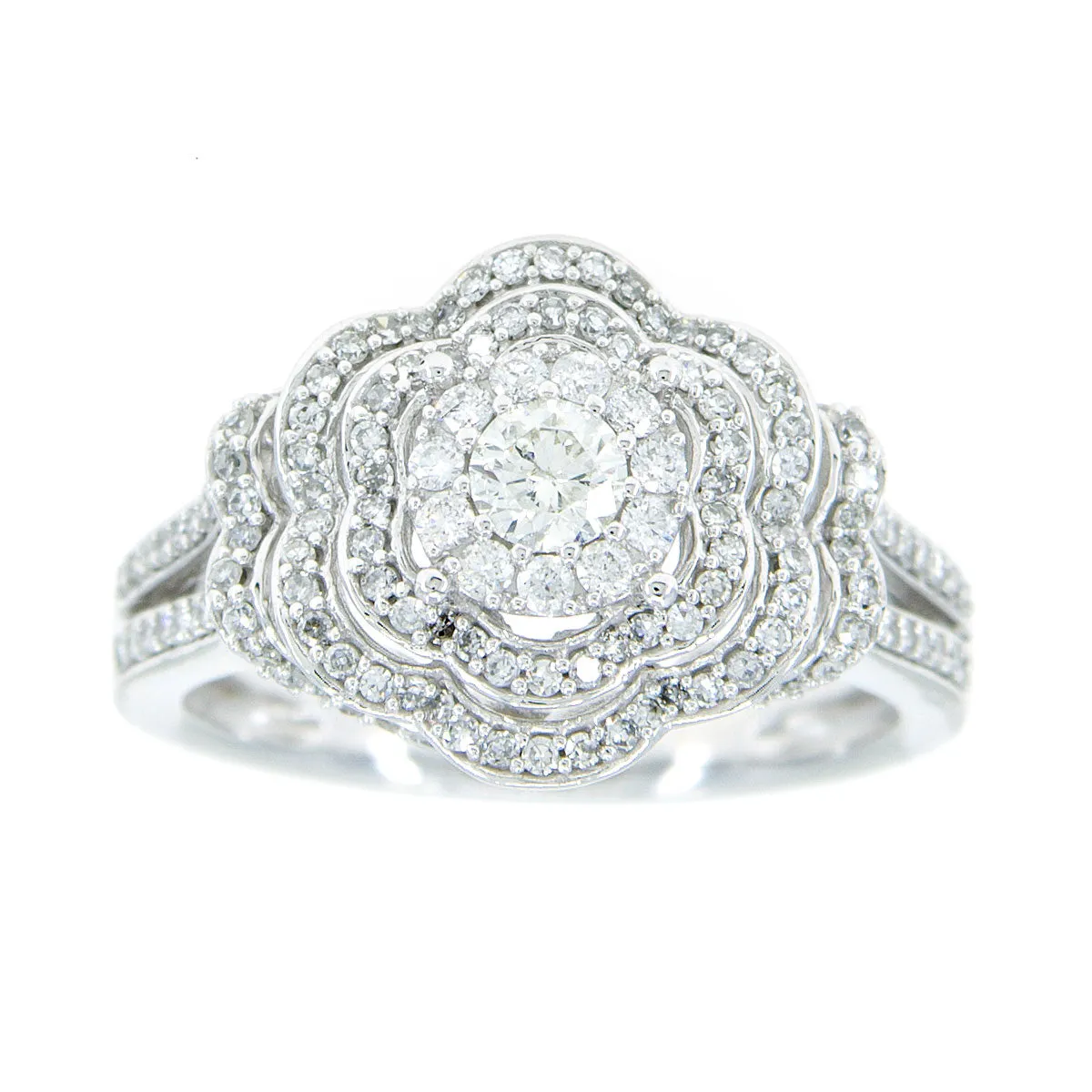 1.00ct Diamond Flower Halo Engagement Ring