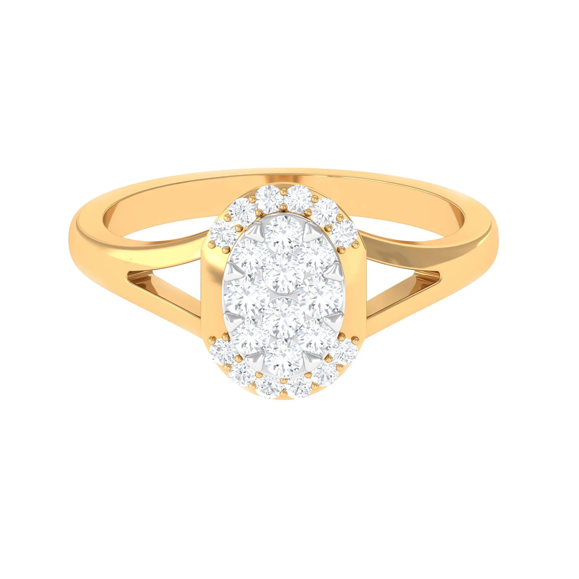 1/2 CT Split Shank Illusion Set Diamond Classic Engagement Ring