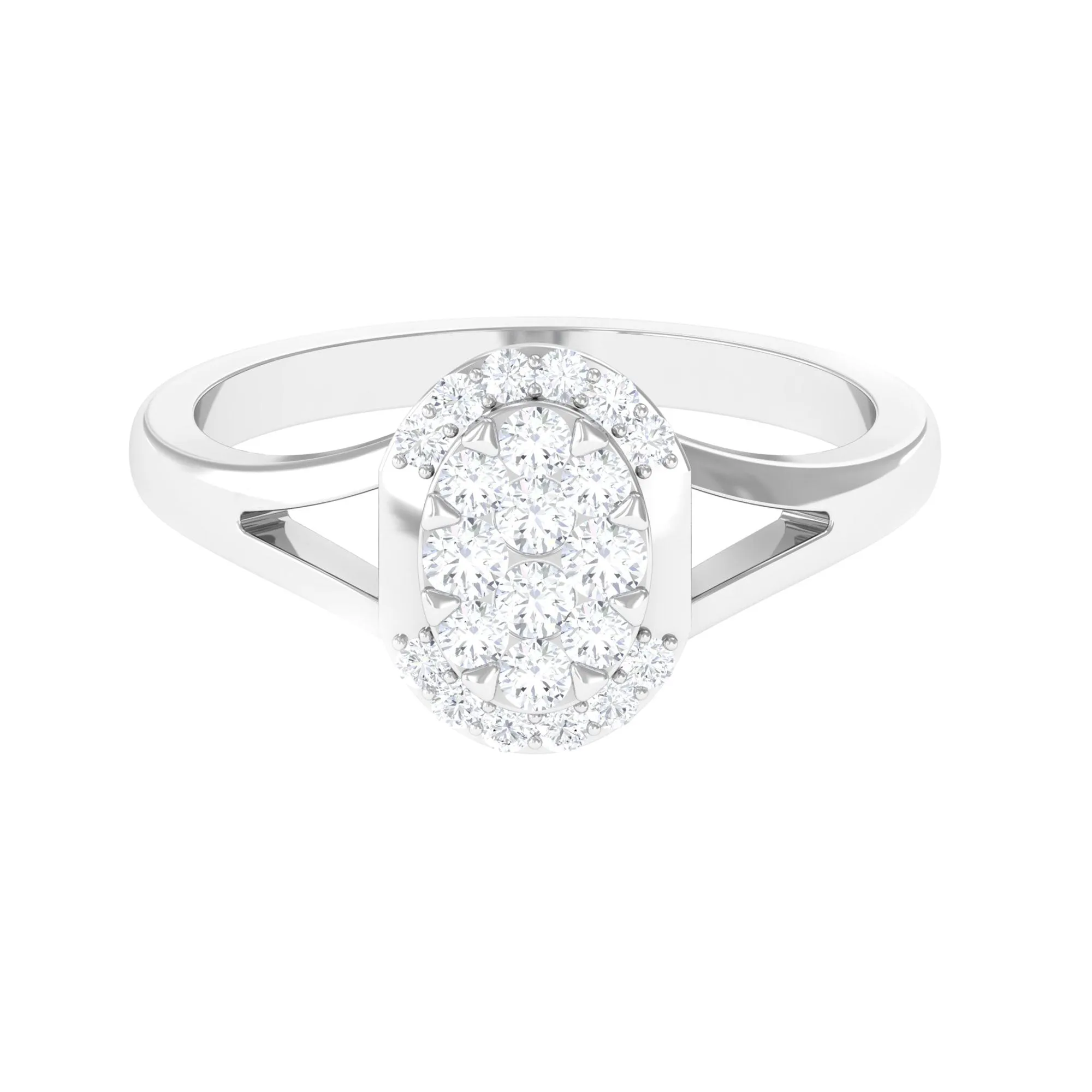 1/2 CT Split Shank Illusion Set Diamond Classic Engagement Ring