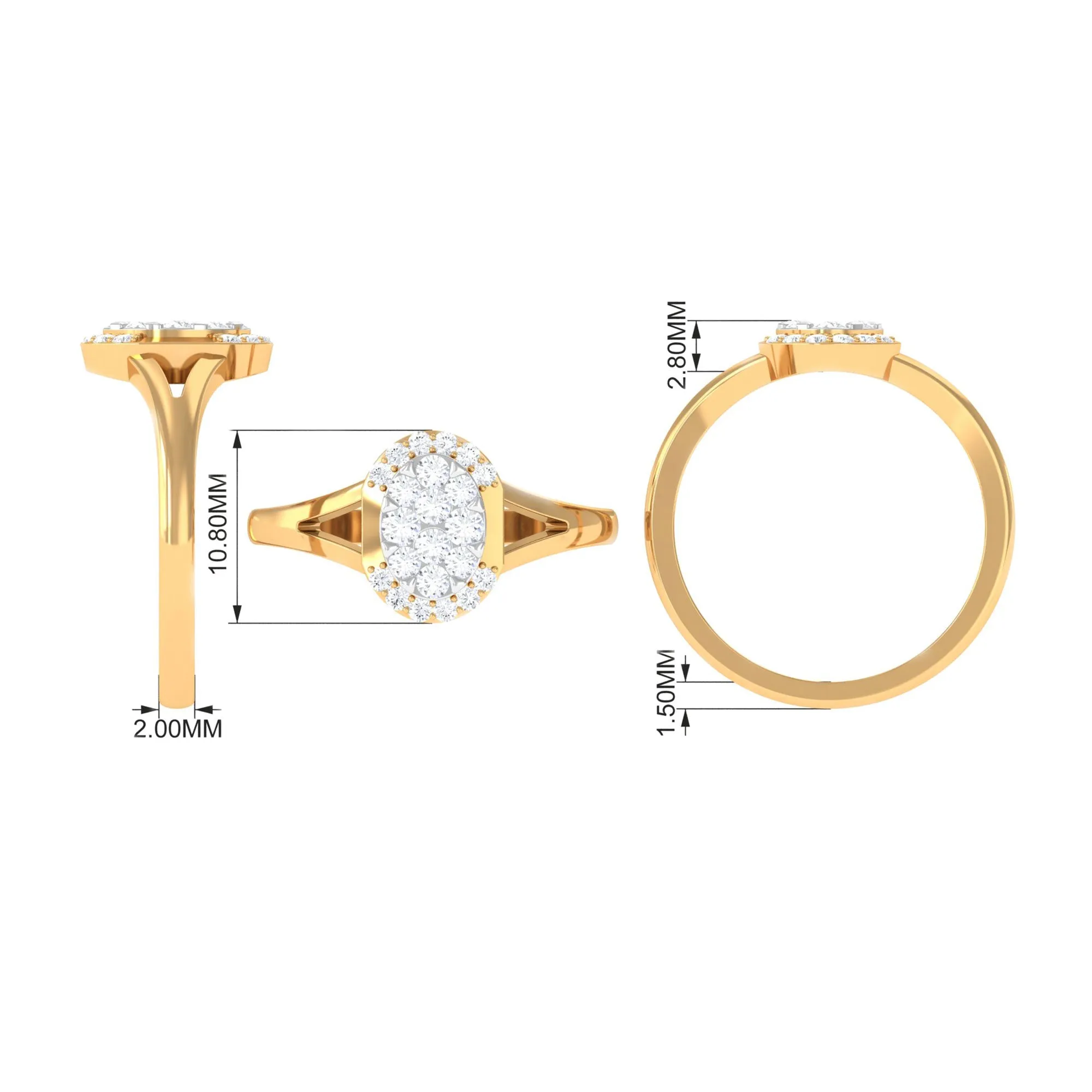 1/2 CT Split Shank Illusion Set Diamond Classic Engagement Ring