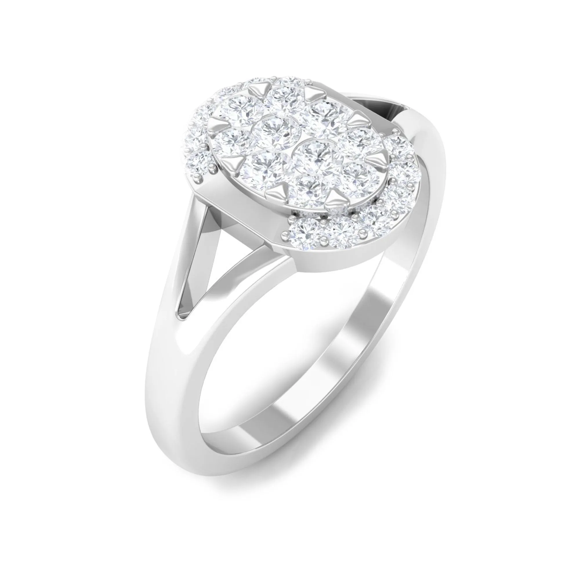 1/2 CT Split Shank Illusion Set Diamond Classic Engagement Ring