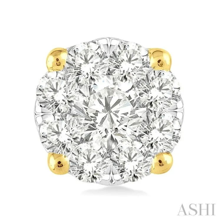 1/2 Ctw Lovebright Round Cut Diamond Earrings in 14K Yellow and White Gold