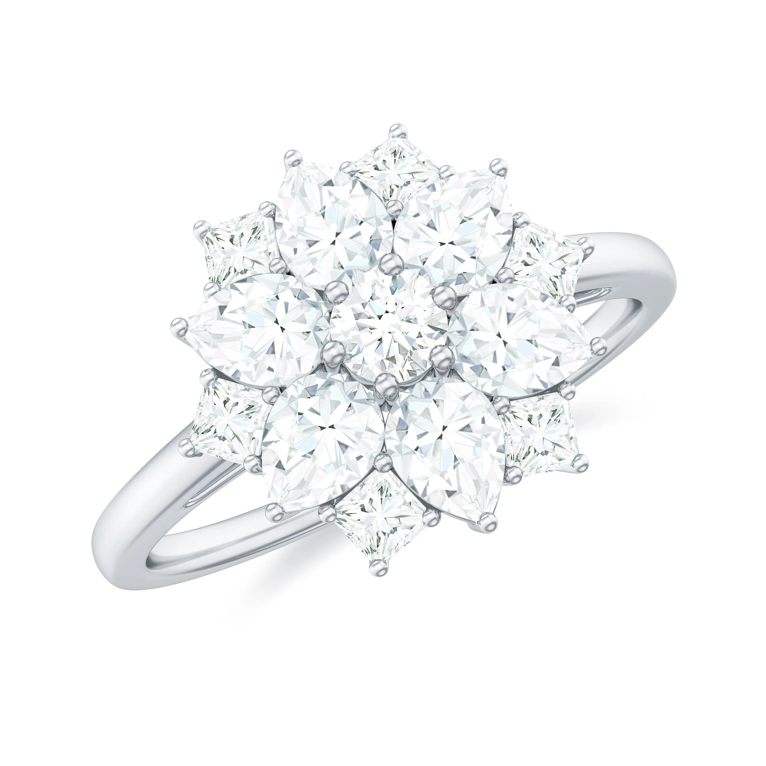 1.25 CT Moissanite Flower Cocktail Ring in Gold