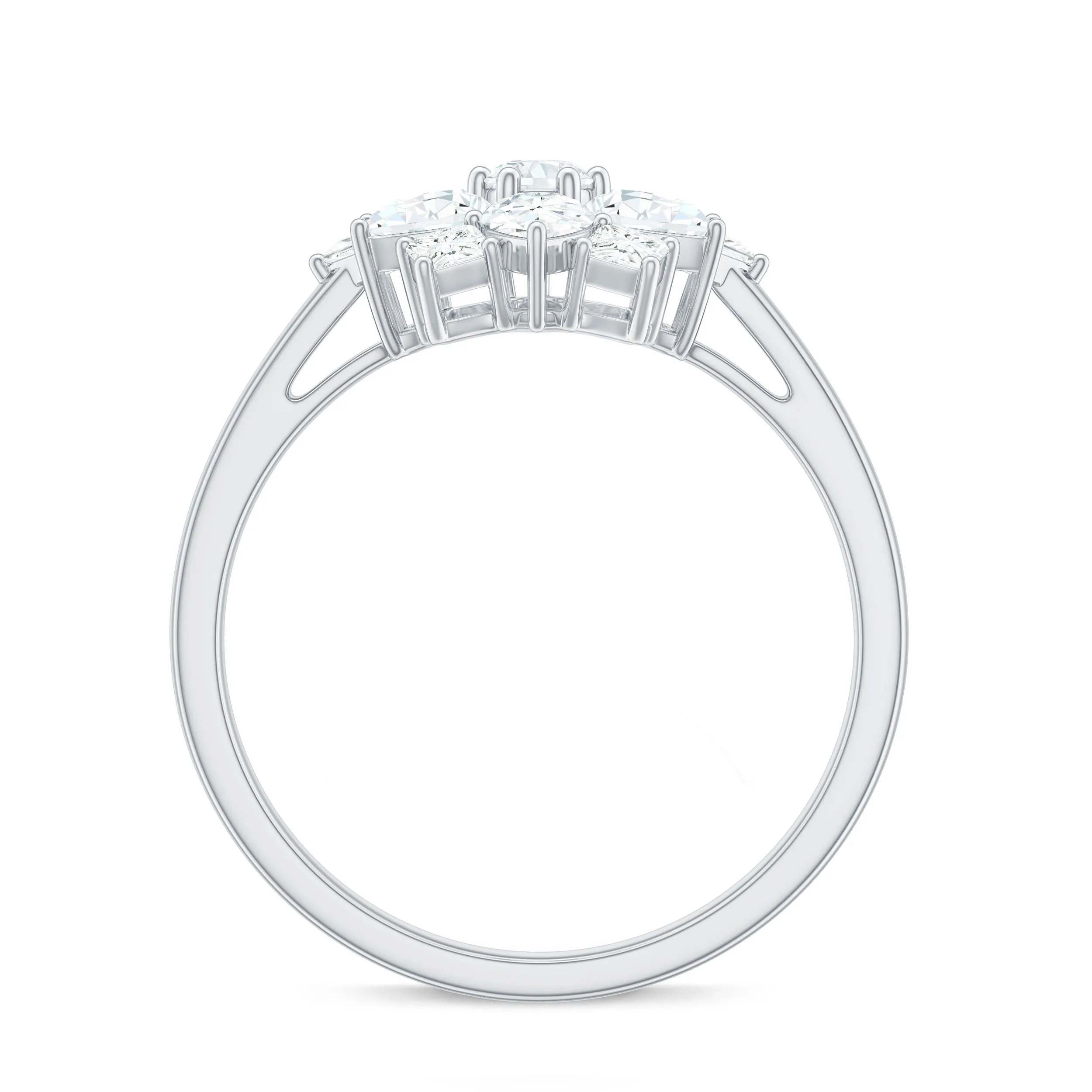 1.25 CT Moissanite Flower Cocktail Ring in Gold