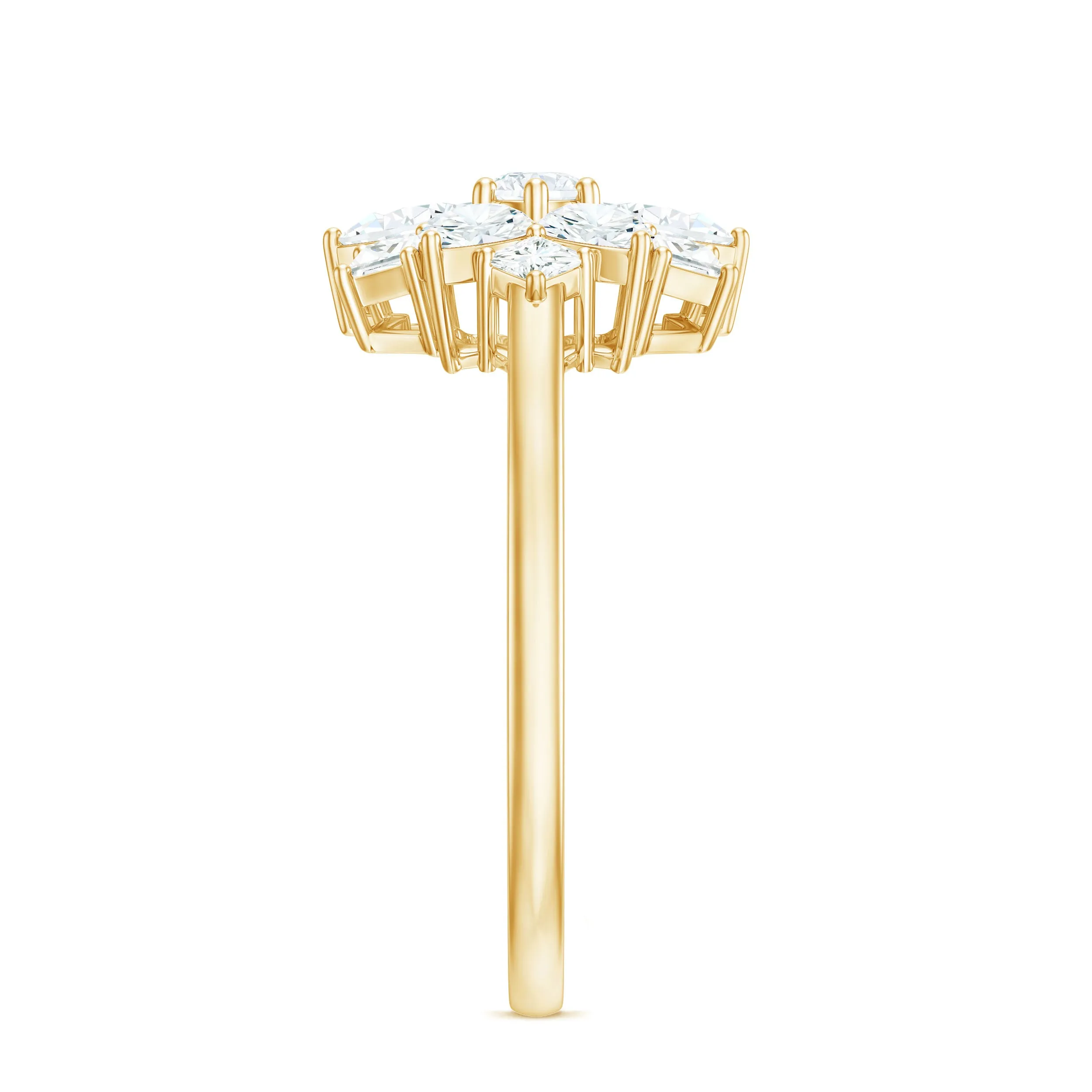 1.25 CT Moissanite Flower Cocktail Ring in Gold