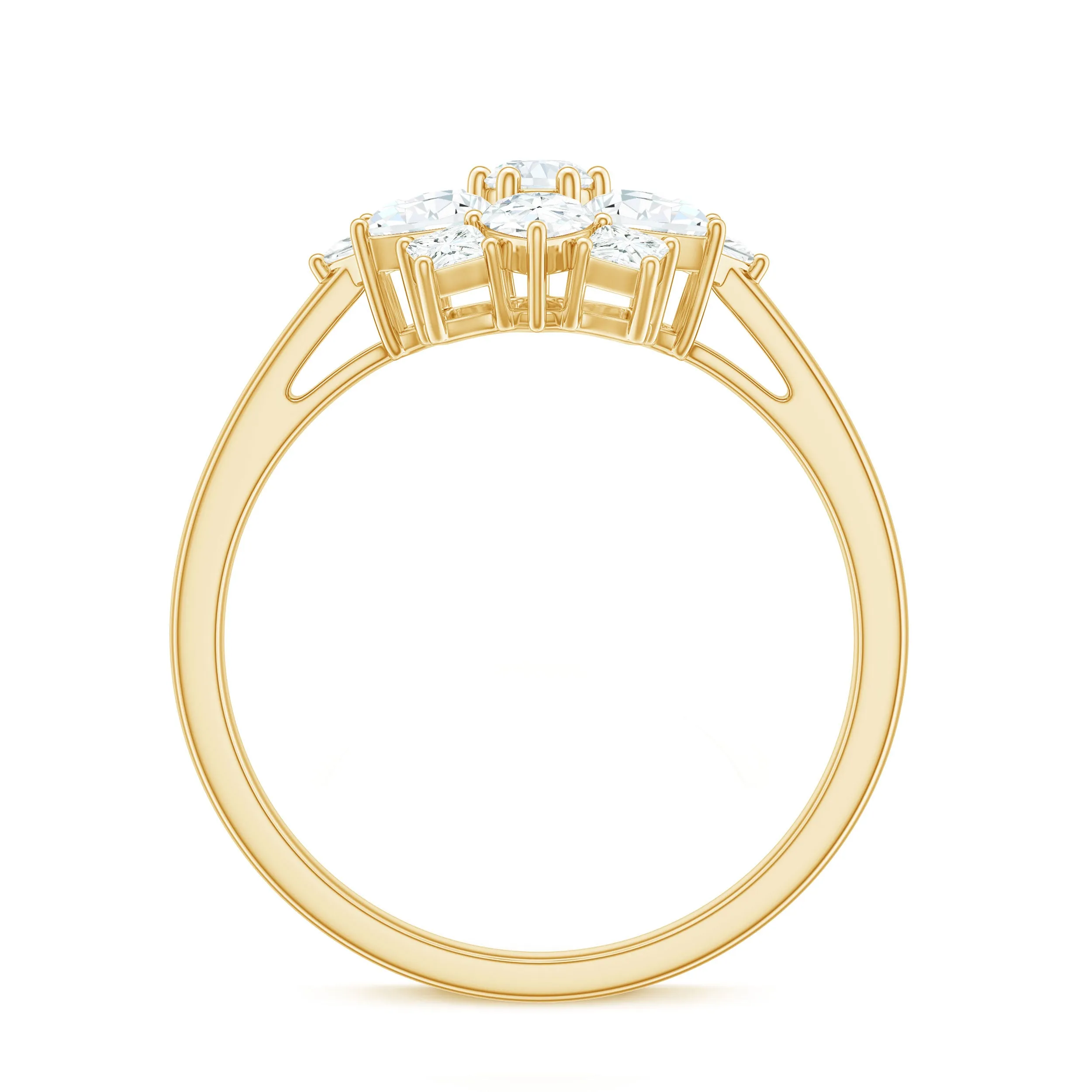 1.25 CT Moissanite Flower Cocktail Ring in Gold