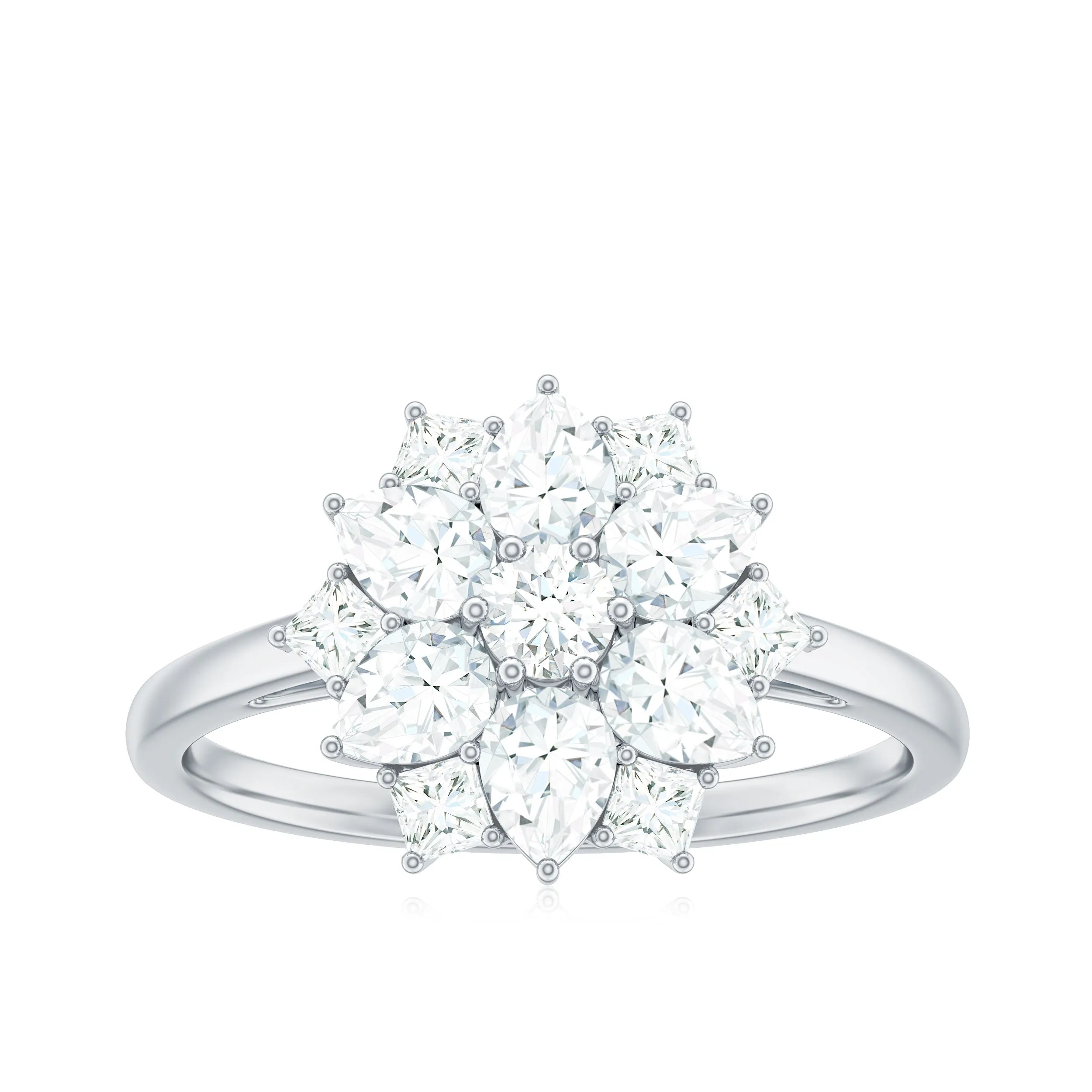 1.25 CT Moissanite Flower Cocktail Ring in Gold