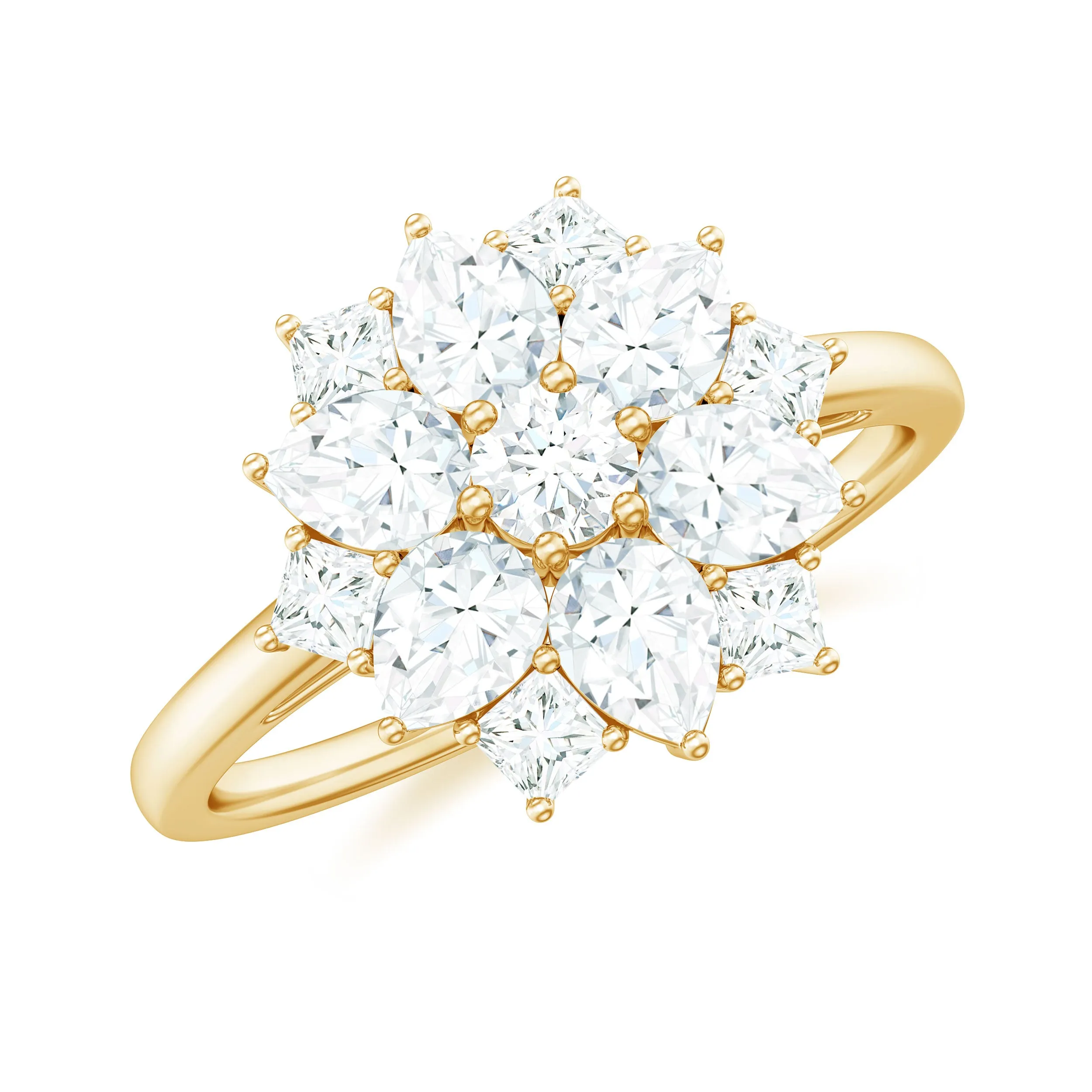 1.25 CT Moissanite Flower Cocktail Ring in Gold