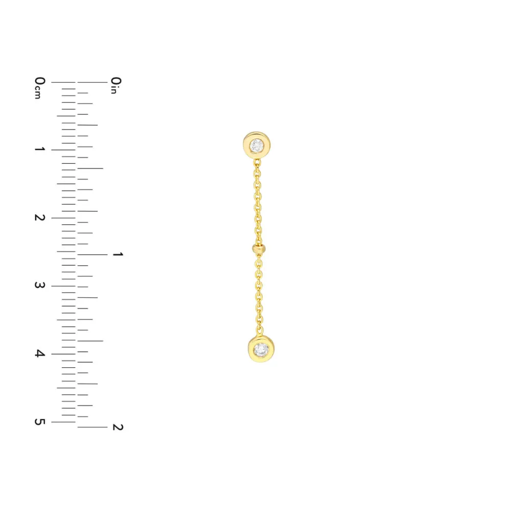 14k Drop Earrings with Diamond Bezels & Beads