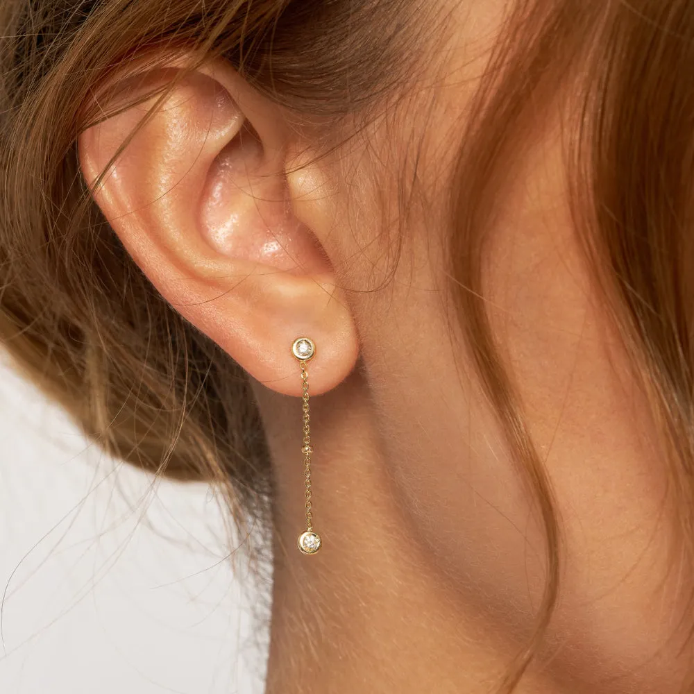 14k Drop Earrings with Diamond Bezels & Beads