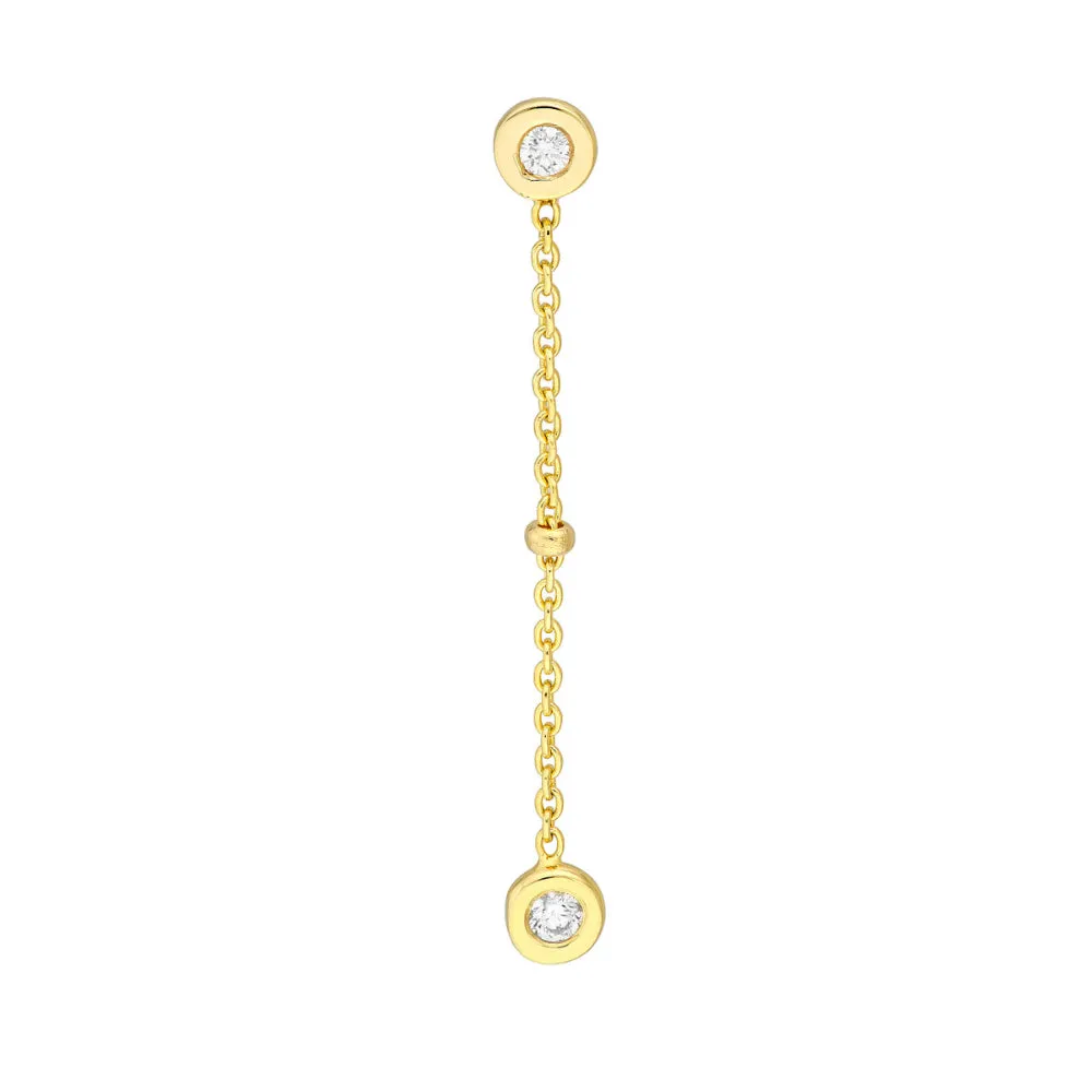 14k Drop Earrings with Diamond Bezels & Beads