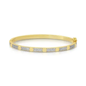 14K Gold and Rhodium Plated Bracelet with Secured Side Lock