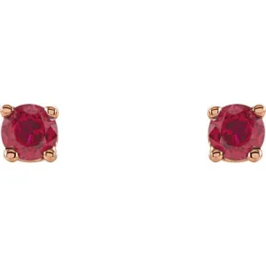 14K Rose 2.5 mm Natural Ruby Stud Earrings with Friction Post