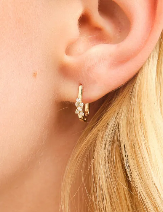 14K Solid Gold Mia Diamond Huggies