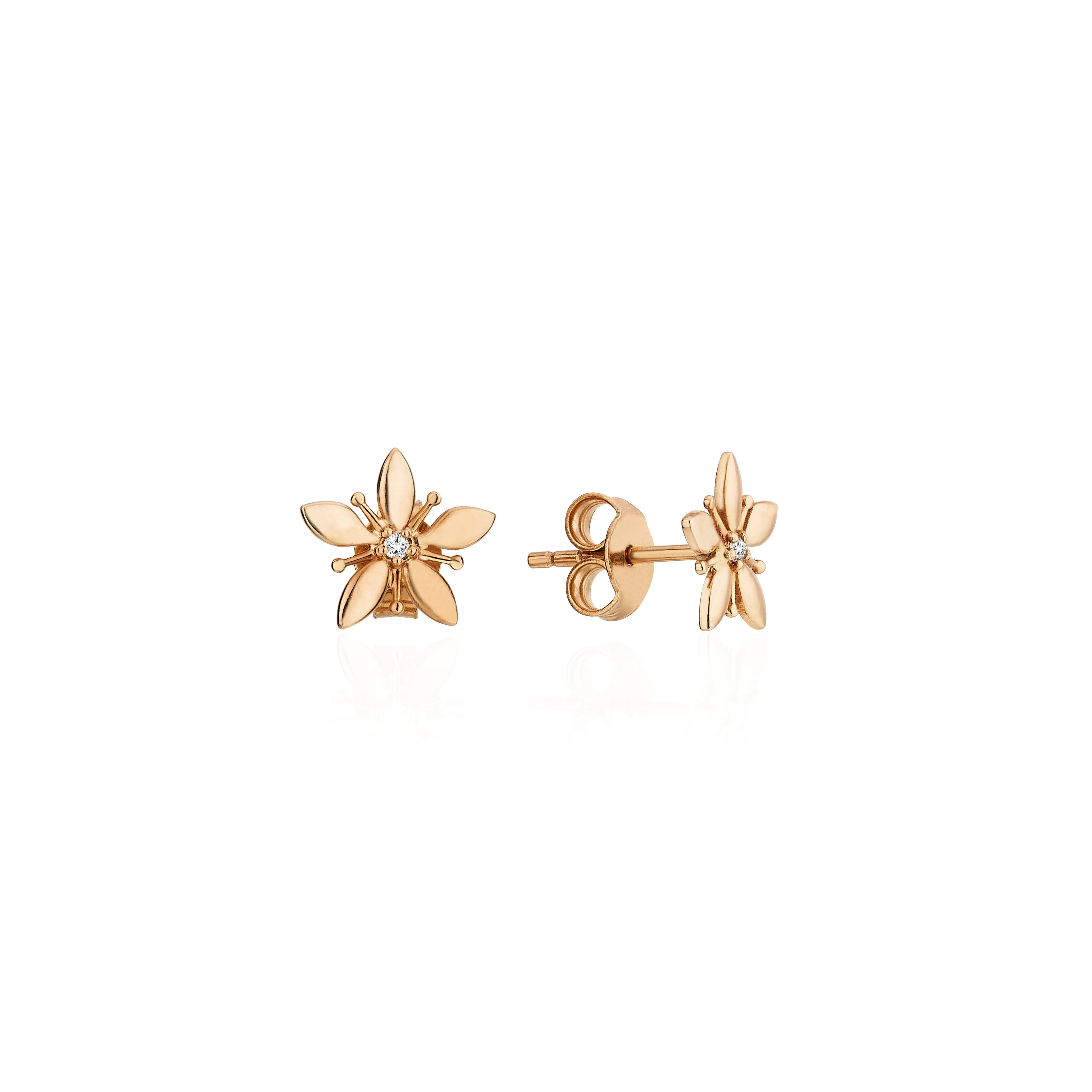 14K Solid Gold Olivia Floral Diamond Studs