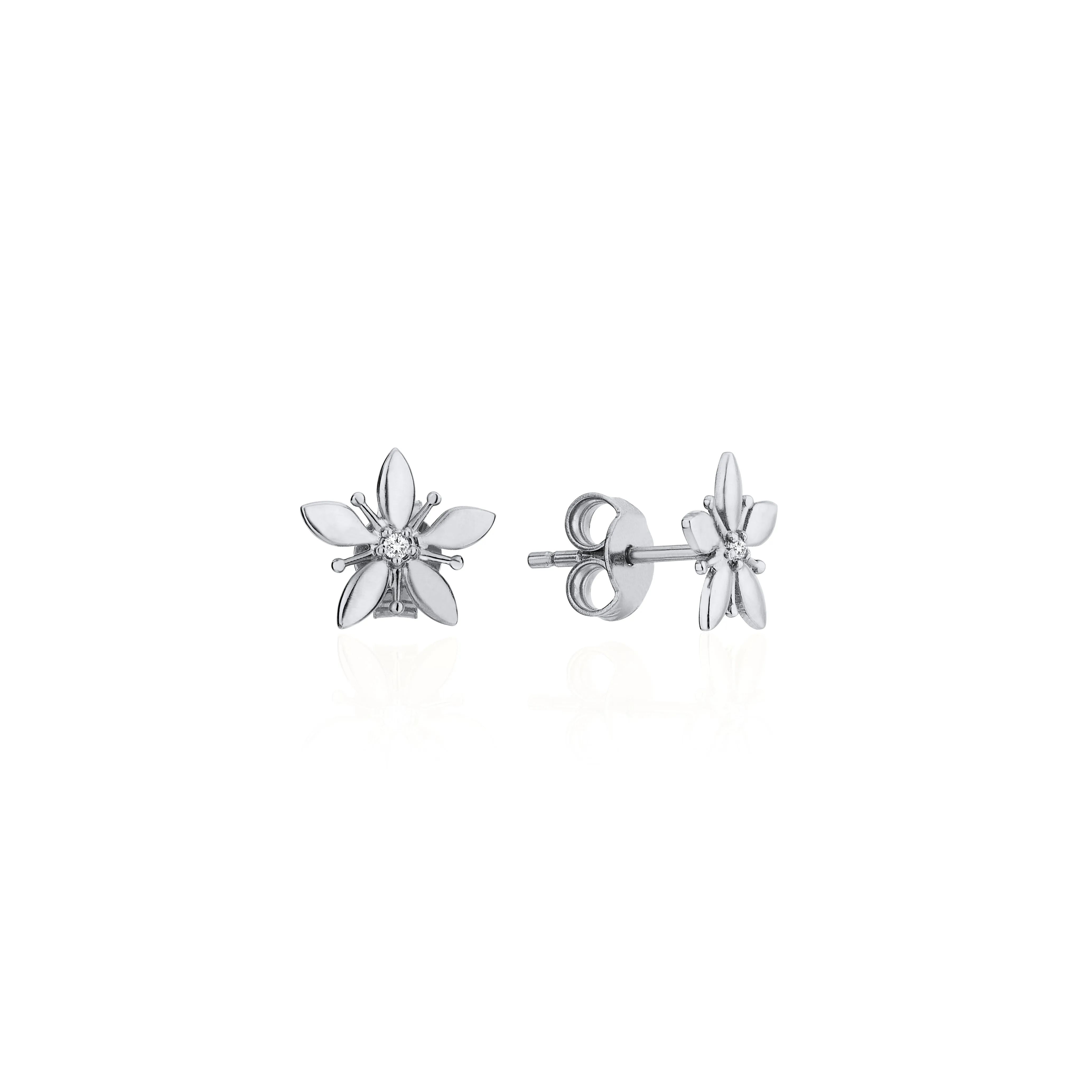 14K Solid Gold Olivia Floral Diamond Studs