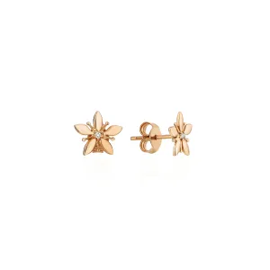 14K Solid Gold Olivia Floral Diamond Studs