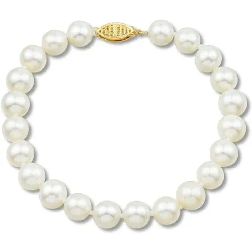 14k Yellow Gold 7*7.5 mm Akoya Pearl Bracelet