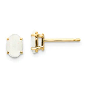 14k Yellow Gold Oval Opal Birthstone Earrings