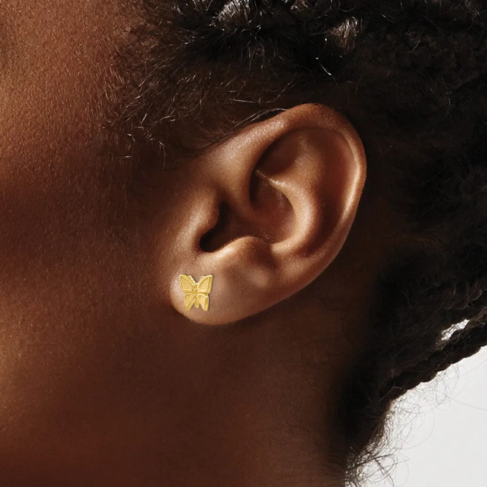 14K Yellow Gold Polished Butterfly Post Earrings