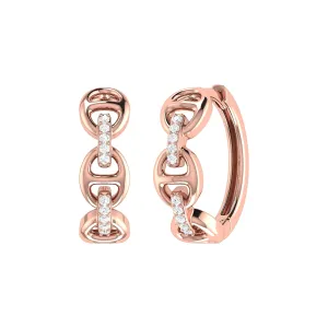 14KP 20RD0.10CT, DIAMOND ANCHOR LINK HUGABLE EARRI (118HP402128P14)