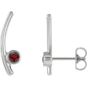 14KT GOLD 0.32 CTW GENUINE RUBY BEZEL-SET EAR CLIMBERS