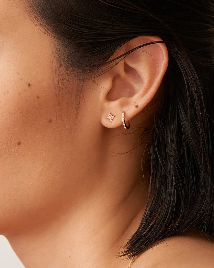 14kt Gold Opal and White Sapphire Star Stud Earring