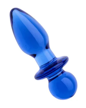 230444 - Lucent Azure Bulbed Glass Butt Plug - 4.5 Inch