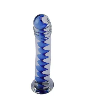 230474 - Lucent Blue Lines Glass Massager - Lucent Bagged
