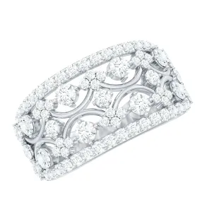 2.50 CT Certified Moissanite Statement Wedding Band Ring