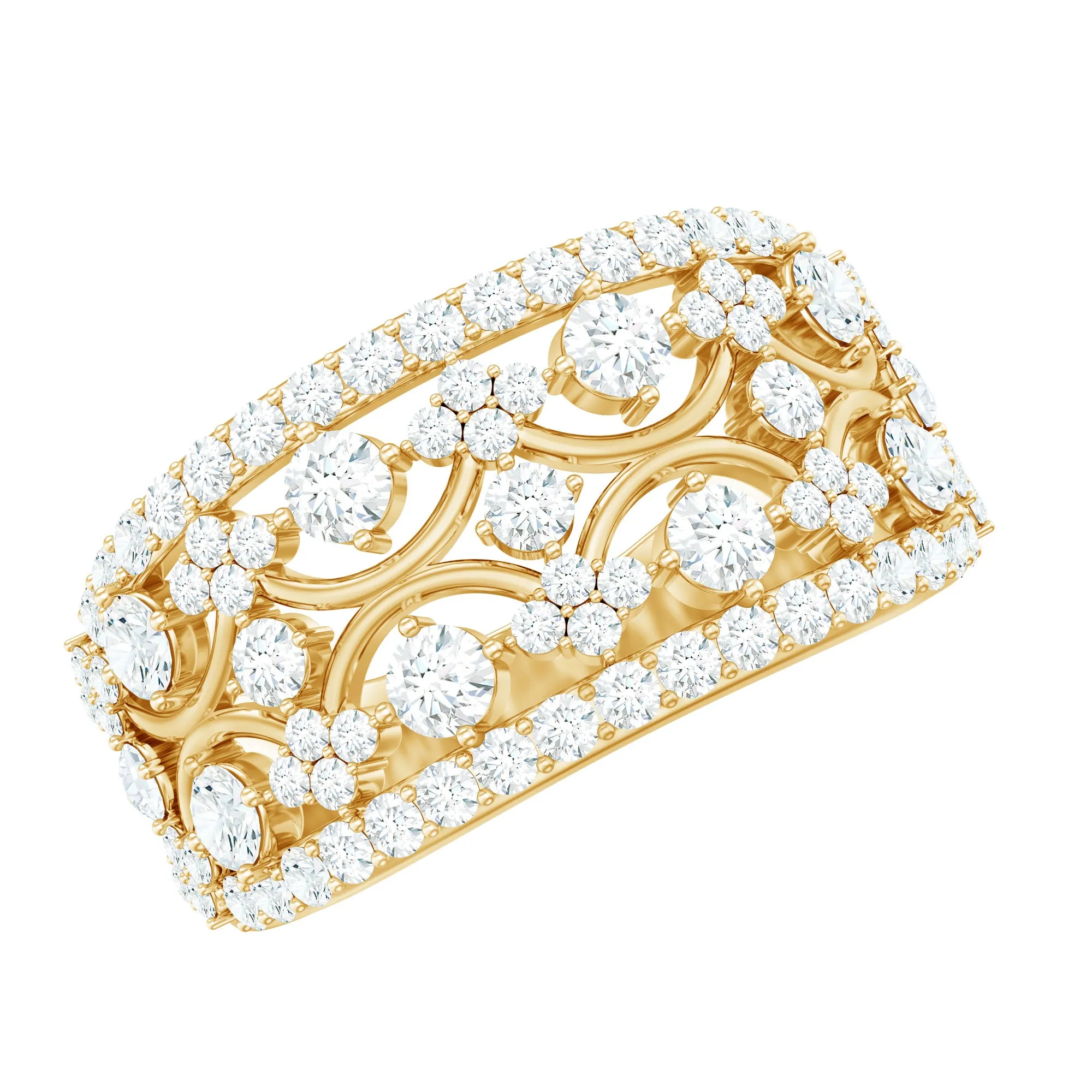 2.50 CT Certified Moissanite Statement Wedding Band Ring