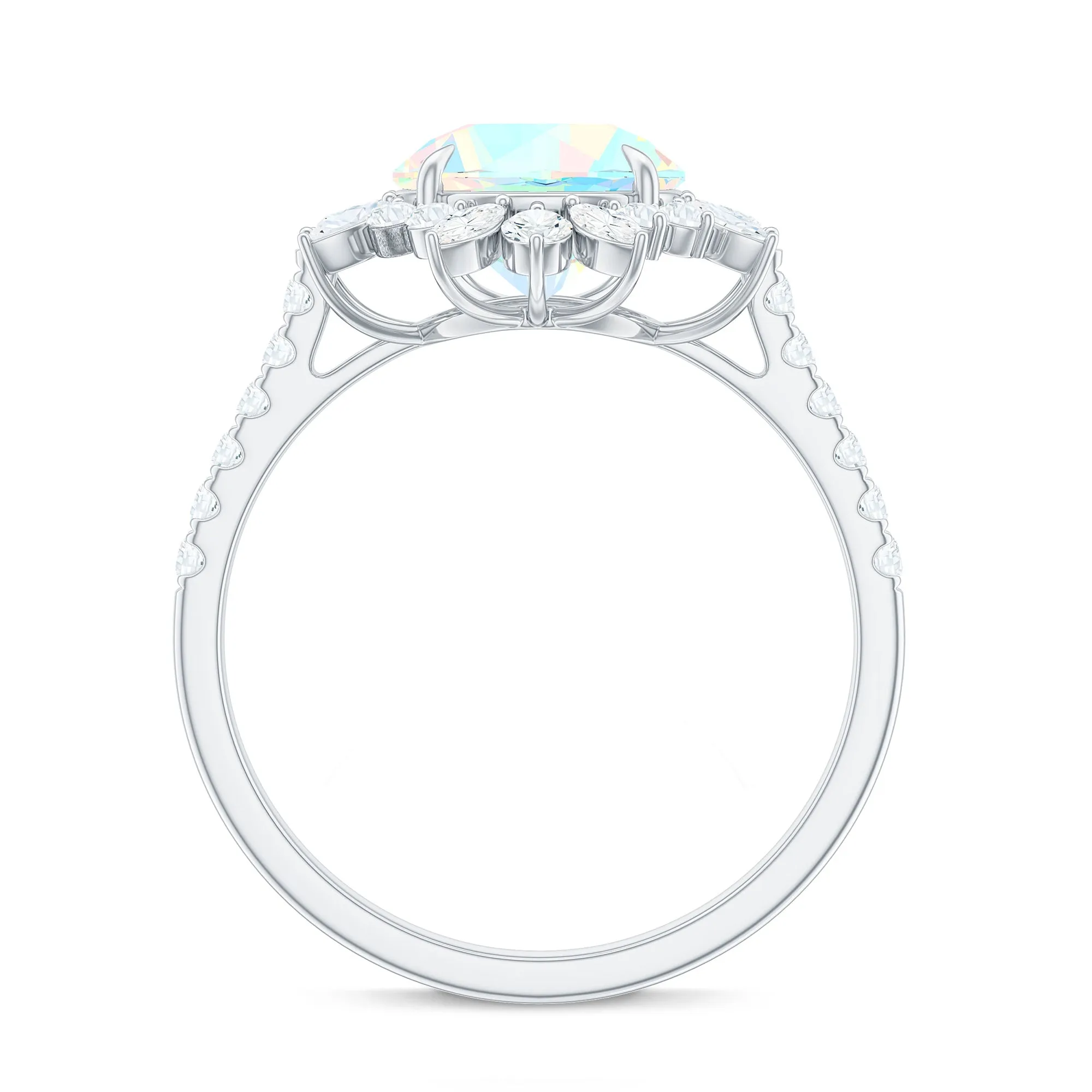 3 CT Ethiopian Opal Cocktail Ring with Moissanite Floral Halo