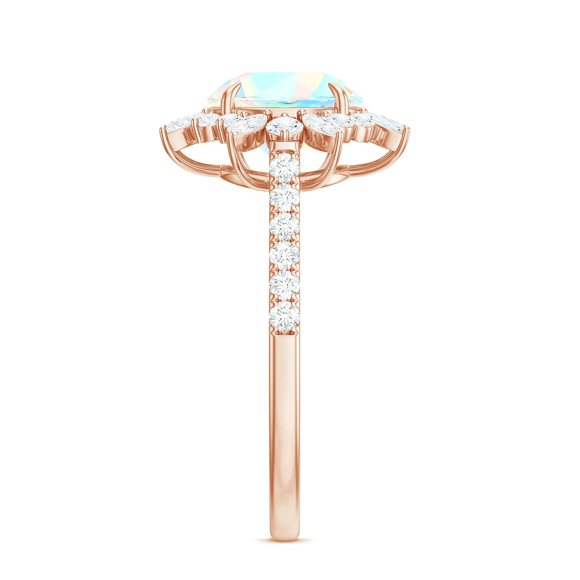 3 CT Ethiopian Opal Cocktail Ring with Moissanite Floral Halo