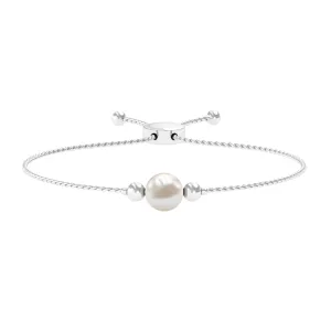 7.50 CT Freshwater Pearl Solitaire Bolo Bracelet in Gold