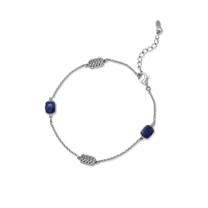 7"   1" Sodalite and Woven Design Accent Bracelet