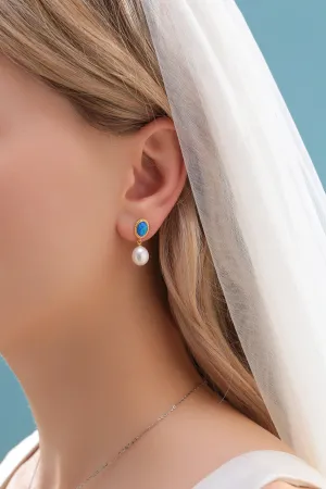 8-9mm Opal &  Freshwater Drop Pearl Earrings