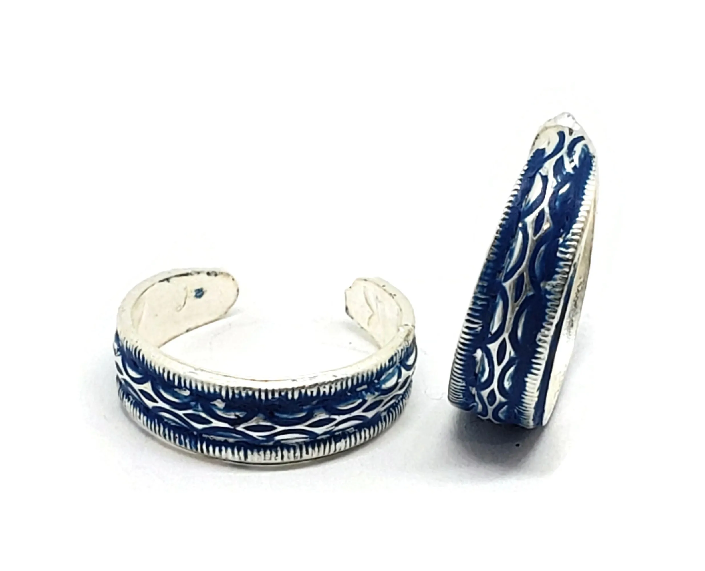 925 Sterling Silver Multicolor Toe-rings - Design #01