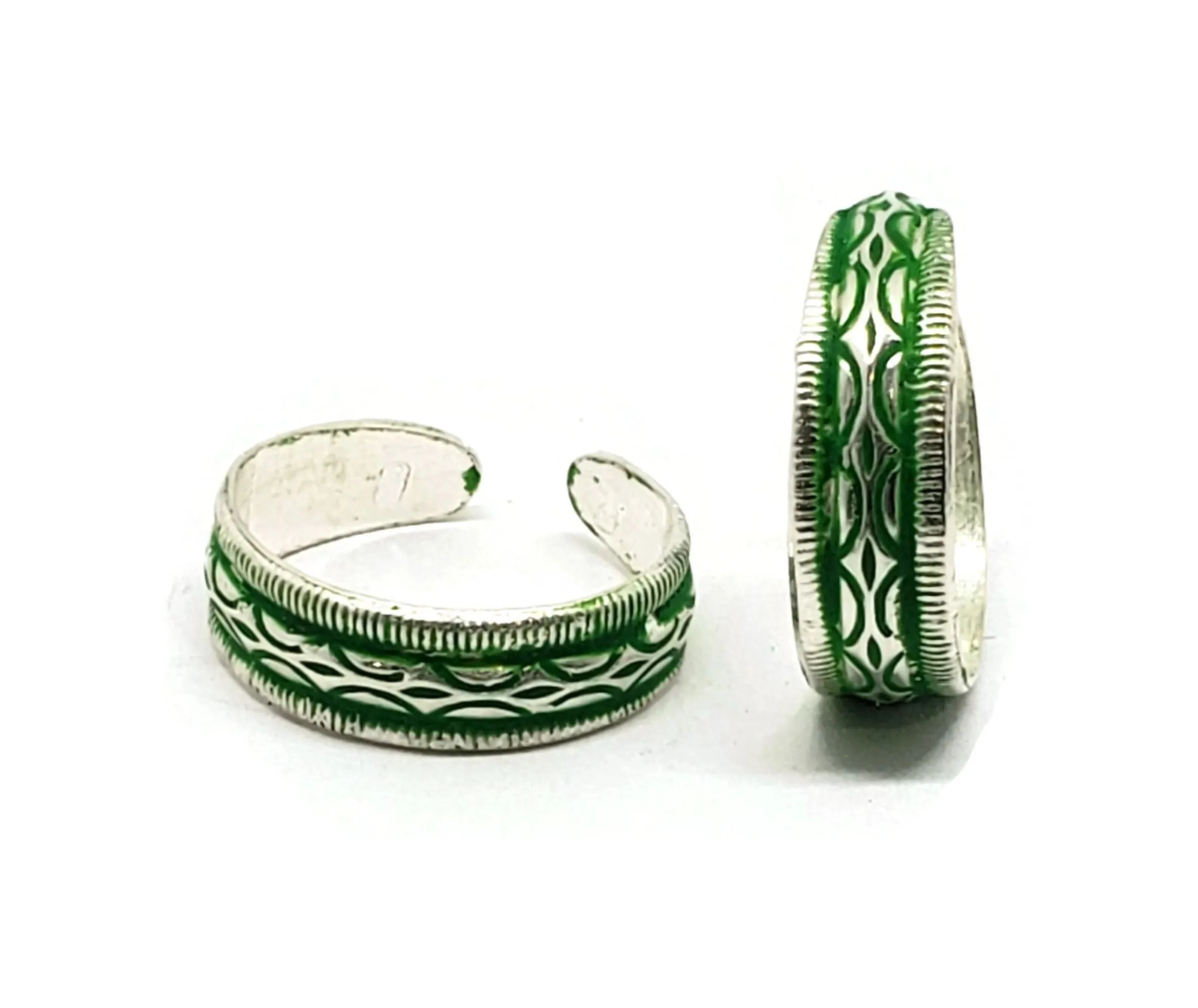 925 Sterling Silver Multicolor Toe-rings - Design #01