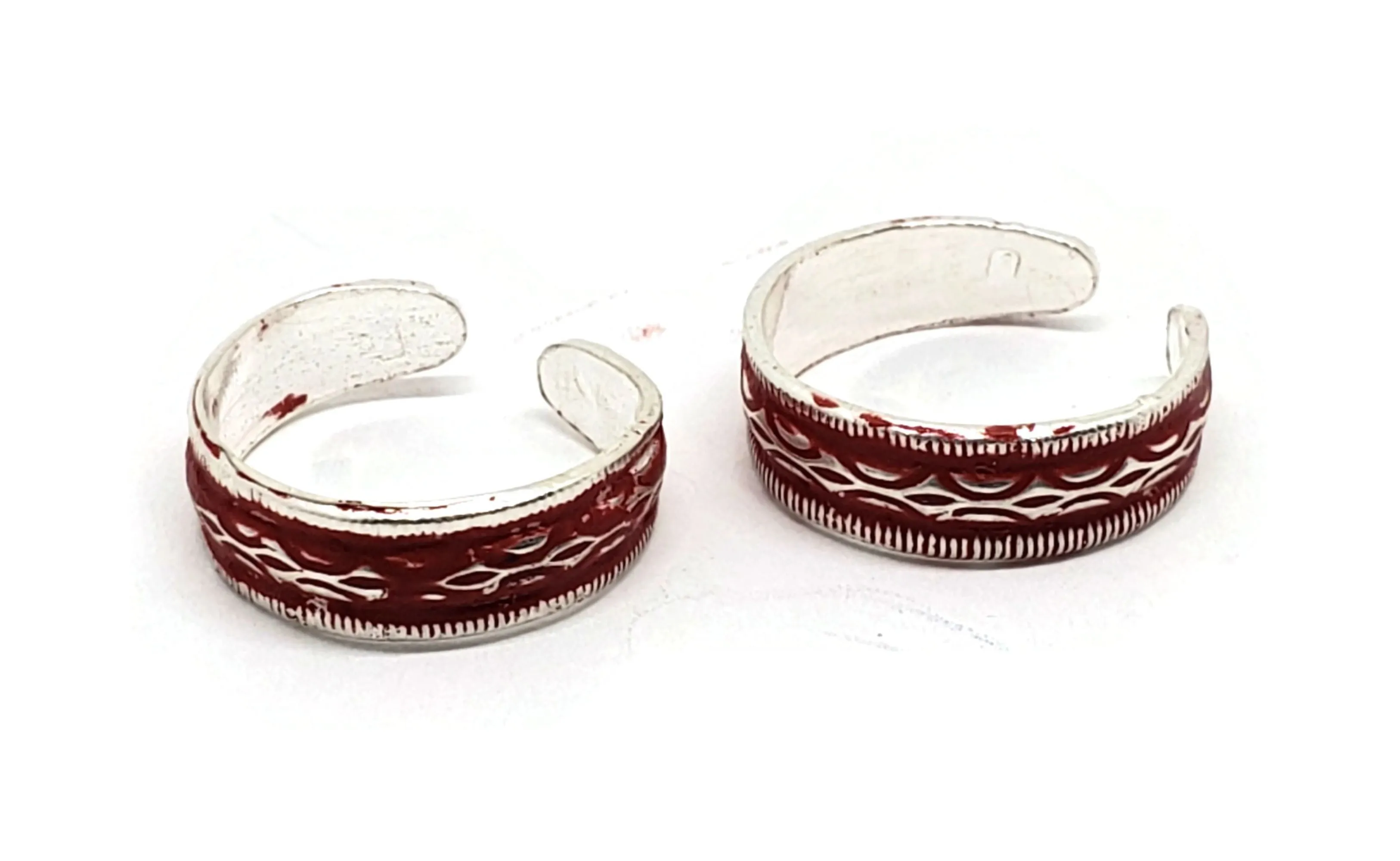 925 Sterling Silver Multicolor Toe-rings - Design #01