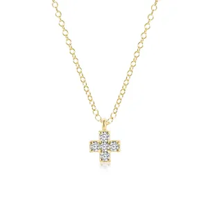 Adjustable 14K Gold And Diamond Signature Cross Necklace