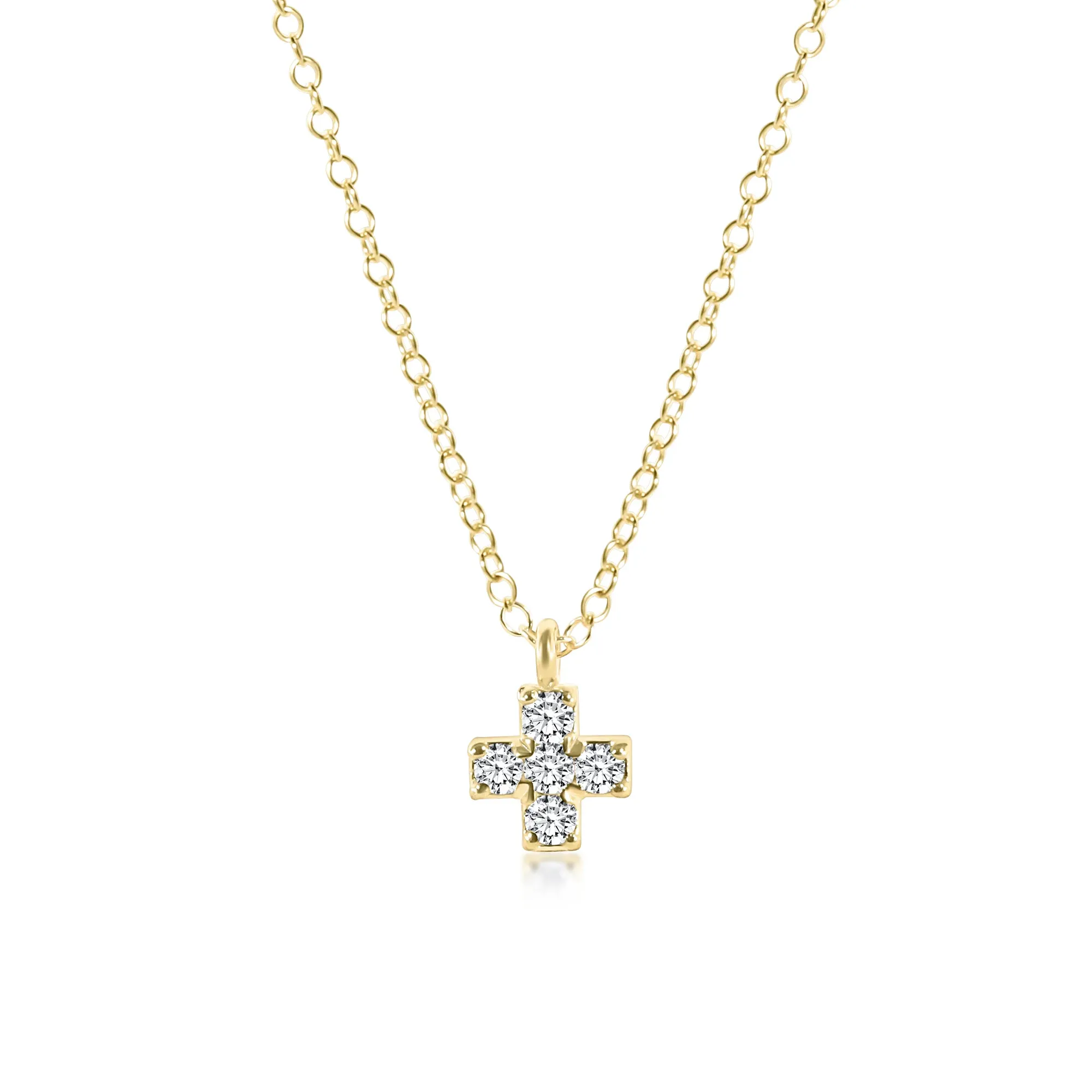 Adjustable 14K Gold And Diamond Signature Cross Necklace